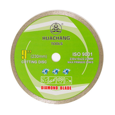 กดเย็น 9 นิ้ว 230 × 1.8 / 2.6 × 10 × 22.23 มม. ใบมีดเพชรขอบต่อเนื่องสำหรับเซรามิกที่มีอายุการใช้งานยาวนาน